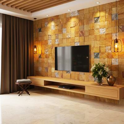 Taş desenli tv ünitesi